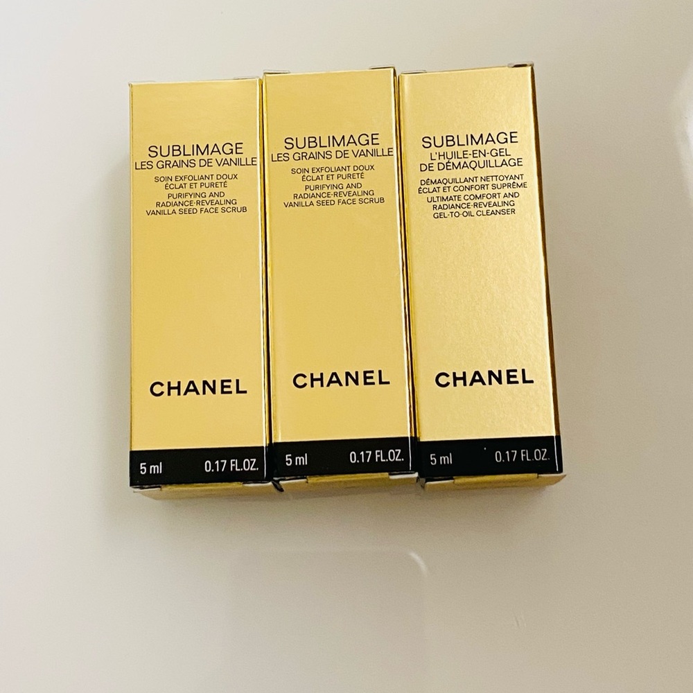 3 Chanel Sublimage Vanilla Seed Face Scrub & Gel-to-Oil Cleanser Minis